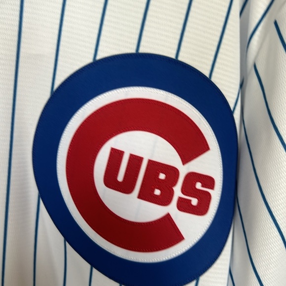 Nike MLB Blue and White Cubs Jersey Ernie Banks Mr Cub Wrigleyville - Picture 4 of 7